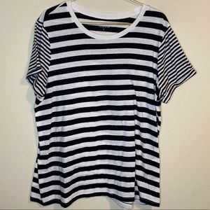 Torrid Relaxed Fit Crew Tee - Stripe White & Black
